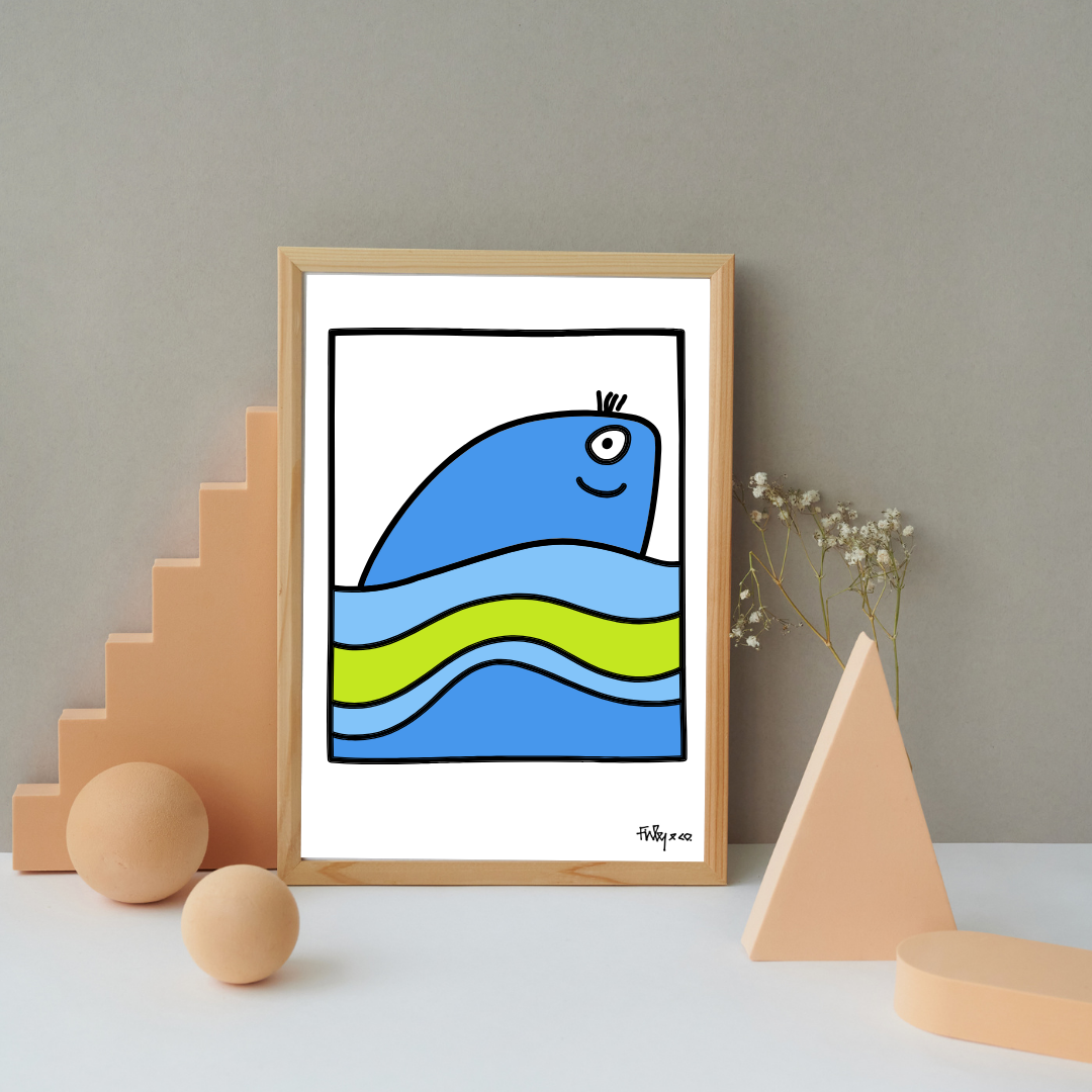 Blue Whale A4 Graphic Art Print
