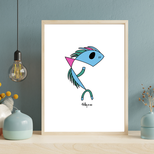 Fish Man A4 Graphic Art Print
